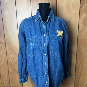 Vintage Disney Winnie the Pooh  Blue Denim Shirt